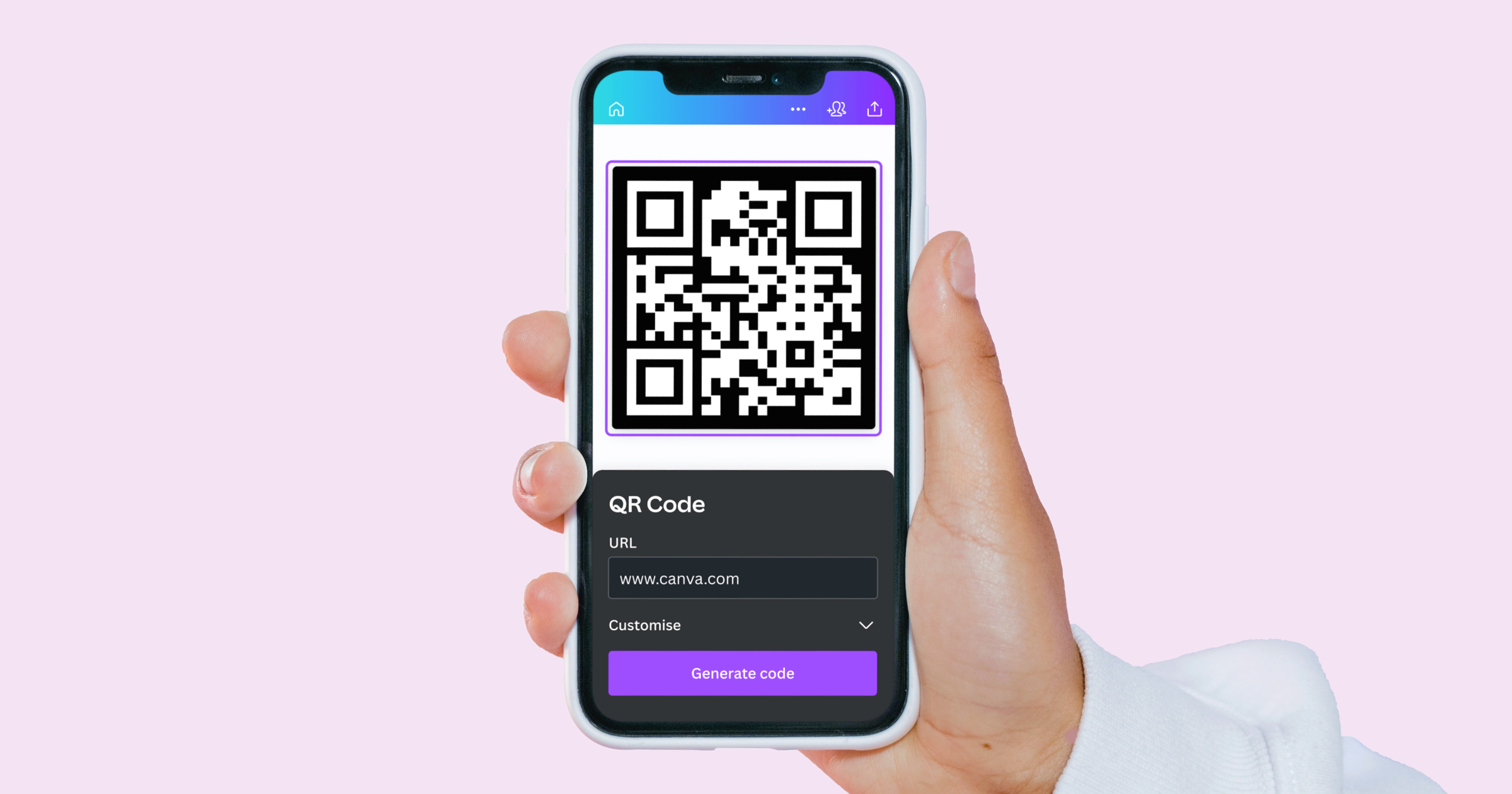 Screenshot of the app QR code system page